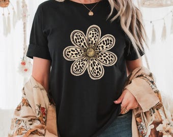 Leopard Daisy DTF  short sleeve Comfort Colors Tshirt.