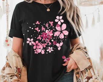 Cherry Blossom Graphic Tee: Vintage Pink Floral Comfort Colors Shirt