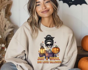 Just a Ghoul Who Loves Halloween Comfort Colors Tee: Spooky Season Shirt