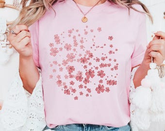 Cherry Blossom Graphic Tee: Vintage Pink Floral Comfort Colors Shirt