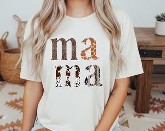 Animal Print Mama T-Shirt, Comfort Colors Mother's Day Top