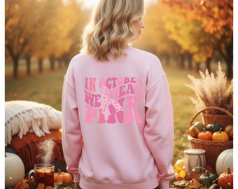 Breast Cancer Awareness Gildan  crewneck sweatshirt: Retro Pink Ribbon