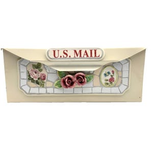 1950&#39;s FLOWER Mounted Post Box Mailboxes Letter Box Metal Farmhouse Post Decor