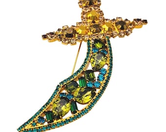 Broche de espada cimitarra con diamantes de imitación de Vrba Chris Crouch de Moans Couture