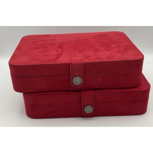 Matching Mele Retired Jewelry Box Red Velvet Divided Earring Ring LOT of 2