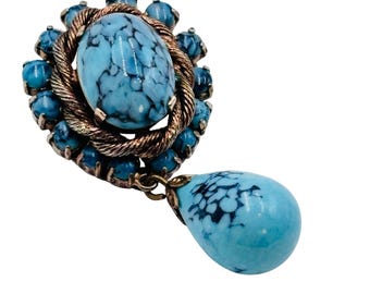 Manfred Kleinert Vintage imitación turquesa colgante broche Pin renacimiento victoriano