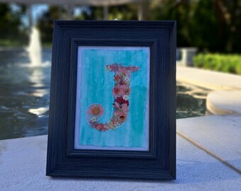 Custom Initial Flower Art 4x6 (Frame not included)