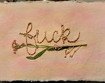 Snarky Hand Embroidery with Real Pressed Flowers