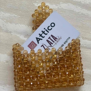 Carteira pequena feminina com contas douradas e cristal, mini carteira fofa, mini bolsa com contas, porta-moedas com contas, carteira com contas, porta-cartões, bolsa