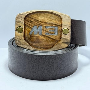Leather Belt with Personalized Buckle
