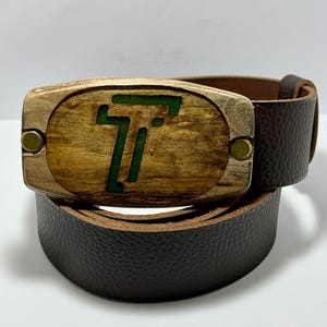 Leather Belt with Personalized Buckle