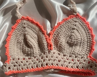 Handmade Knitted Bustier, Brown Bustier, Gold Bustier, Handmade Gift