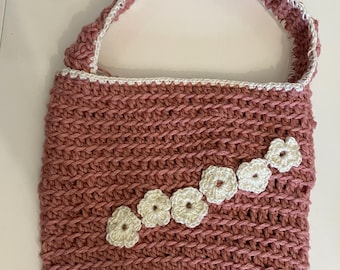 Handmade Knitted Bag, Knitted Bag, Pink Bag, Handmade Gift