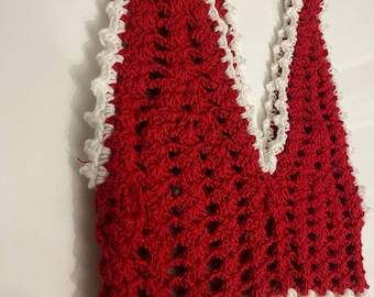 Handmade Crop, Knitting Crop, Handmade Bustier, Red Knit Blouse