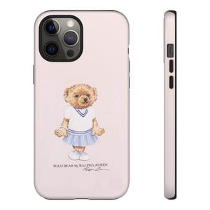 Bonita funda de oso con diseño de polo, elegante funda de osito de peluche, regalo para niños y adultos, accesorio tecnológico divertido, teléfono único.