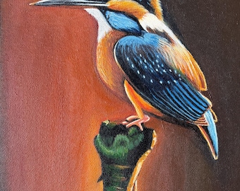 Vibrant Kingfisher Painting | Tropical Bird Art for Nature Lovers