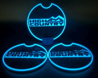 Custom Fit Coasters for High Country Trucks & SUVs | Fits Silverado, Tahoe, Suburban 2021–2026 | Glow + Non-Glow | 2 or 4 Pack