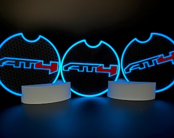 GMC AT4 Coasters: Custom Fit Cup Holder Inserts - Glow & Non-Glow