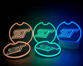 Custom Fit Coasters for Ford Explorer & Edge ST | Fits Explorer ST 2020+ / Edge ST 2019+ | Glow / Non-Glow | 2 Pack
