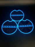 Custom Fit Coasters for Ford Bronco 2021+ | Personalized Cup Holder Inserts with BRONCO Lettering | Glow & Non-Glow | 2 Pack