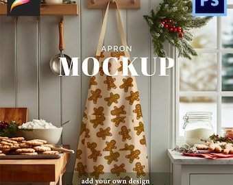 Apron Classic Christmas Mockup for Procreate Photoshop Seamless Patterns Digital Download Template High Resolution Kitchen Baking Product