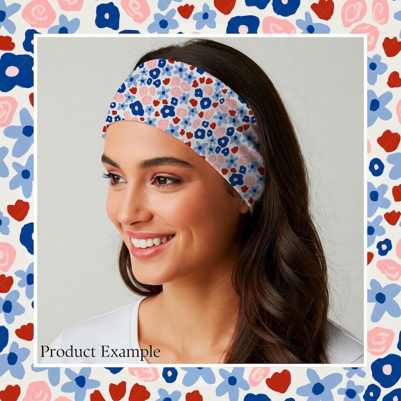 Ditsy Floral Fourth of July Red White Blue Flowers Hand Drawn Seamless ...