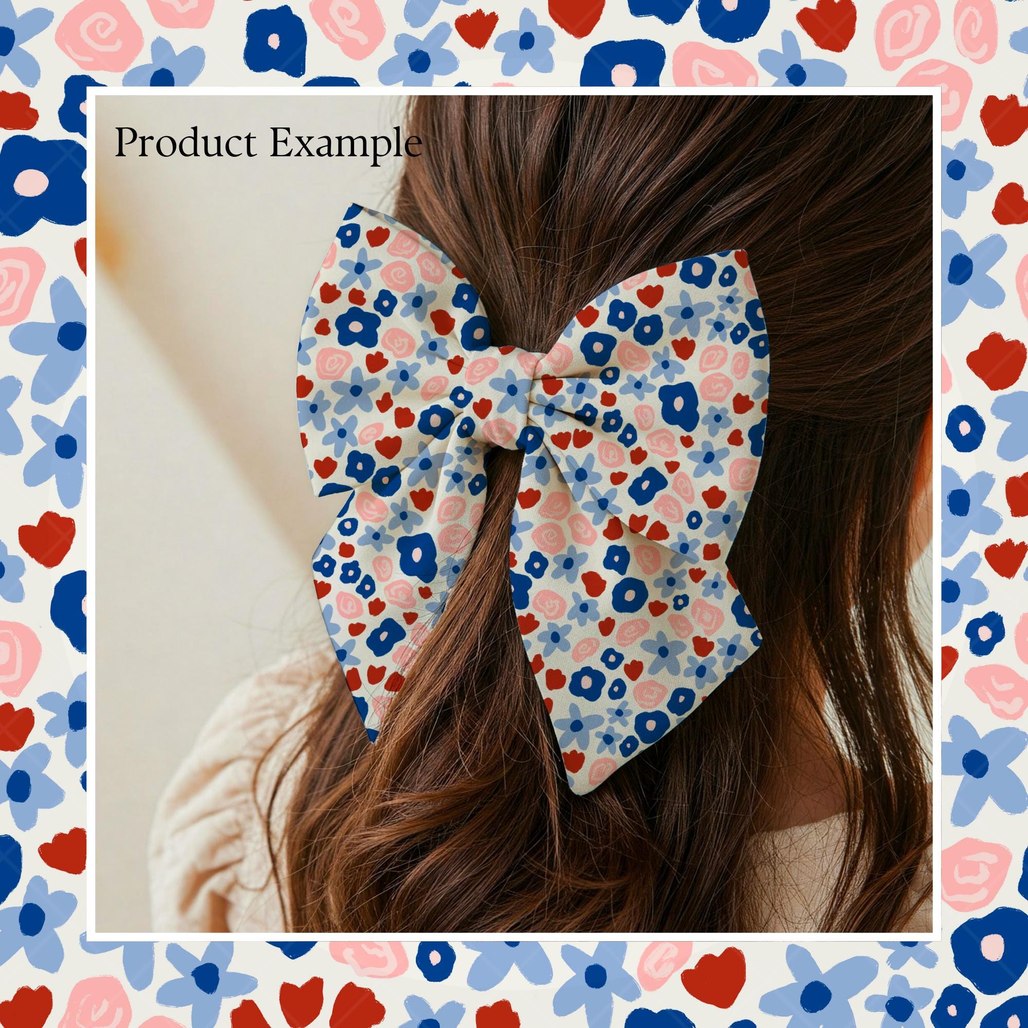 Ditsy Floral Fourth of July Red White Blue Flowers Hand Drawn Seamless ...