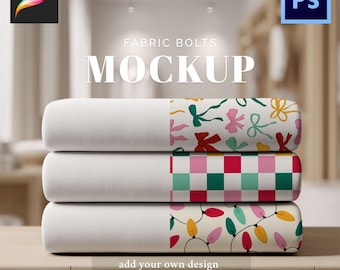 Fabric Bolts Mockup for Procreate Photoshop Seamless Patterns Digital Download Template Collection Multiple Designs