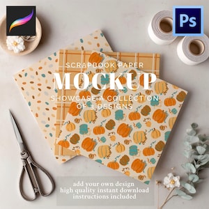 Scrapbook Paper 3 Design Mockup per Procreate Photoshop Seamless Pattern Collections Modello digitale da scaricare Alta risoluzione Realistico