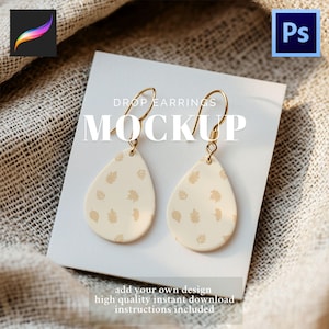 Droppörhängen, mjuk och enkel mockup för Procreate Photoshop, sömlösa mönster, digital nedladdningsmall, hög upplösning, realistisk minimalistisk