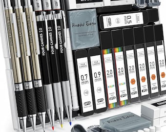 Art Mechanical Pencil Set: Metal Drafting Pencils, Lead Refills, Erasers
