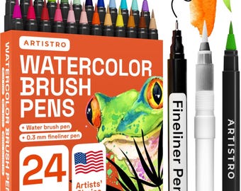 Artistro Watercolor Brush Pens: 24 Colors, Flexible Brush Tip