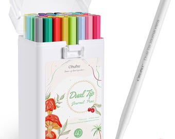 Ohuhu Journaling Pens: 40 Dual Tip Brush Pens for Adult Coloring
