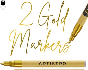 Artistro Gold Acrylic Paint Pens: Extra-Fine Tip, DIY Crafts - Set of 2