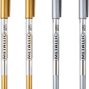 Dyvicl Metallic Markers Pens - Silver and Gold Paint Pens for Black Paper, Glass, Rock Painting DIY Art Craft Kids, Set of 4