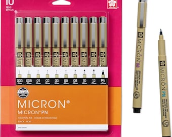 SAKURA Pigma Micron Pens: Archival Black Ink, 10-Piece Set