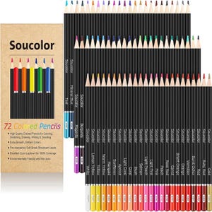 Soucolor 72-Color Colored Pencils for Adult Coloring Books, Back to School Supplies, Soft Core Sketching Drawing Pencils Drawing Supplies