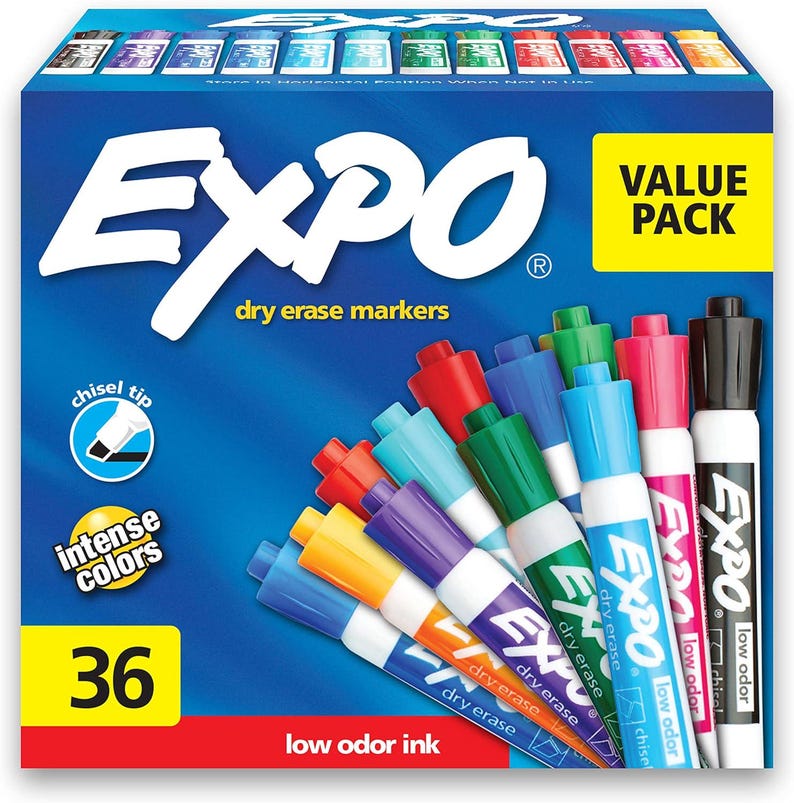 Expo Color Code EXPO Low Odor Dry Erase Markers, Chisel Tip, Assorted Colors, 36 Count ...