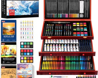 Deluxe 195-Piece Art Set: Drawing, Painting & Sketching