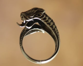 Silver Dragon Ring Ornate