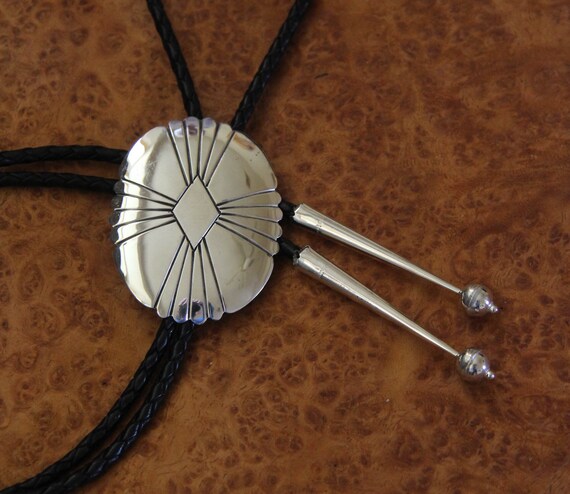 Navajo Silver Bolo Tie Concho Style