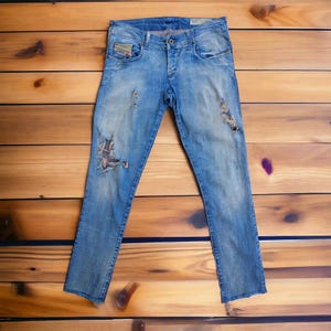 DIESEL Grupee Cropped Super Slim Skinny Classic Premium Streetwear Denim Baggy Wide Leg High-Quality Ladies Low Rise Size 27 Waist W31