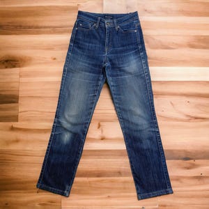 MRS. JEANA Japanese Brand Vintage Streetwear Women's Jeans Denim Dark Blue Ladies Mid Rise Regular Relaxed Jeans Size 25 Waist W25