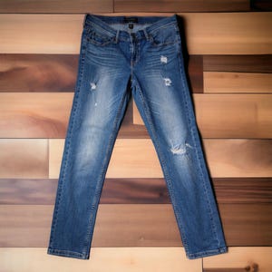 BANANA REPUBLIC Slim Fit Distressed Streetwear Jeans Women Japanese Brand Vintage Girlfriend Denim Indigo Ladies Low Rise Size 26 Waist W31