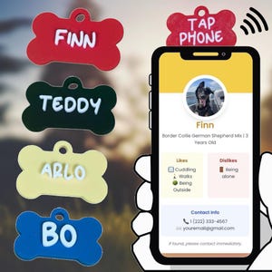 Benutzerdefinierte Dog Tag personalisiert, NFC Hund oder Katze Tags | Moderne Tiermarke | Digital Haustier Profil | Langlebig & Stilvoll | KEIN Abo erforderlich!