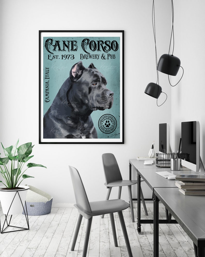 Digital Download Black Cane Corso Dog Art Brewery /& Pub Italy Print