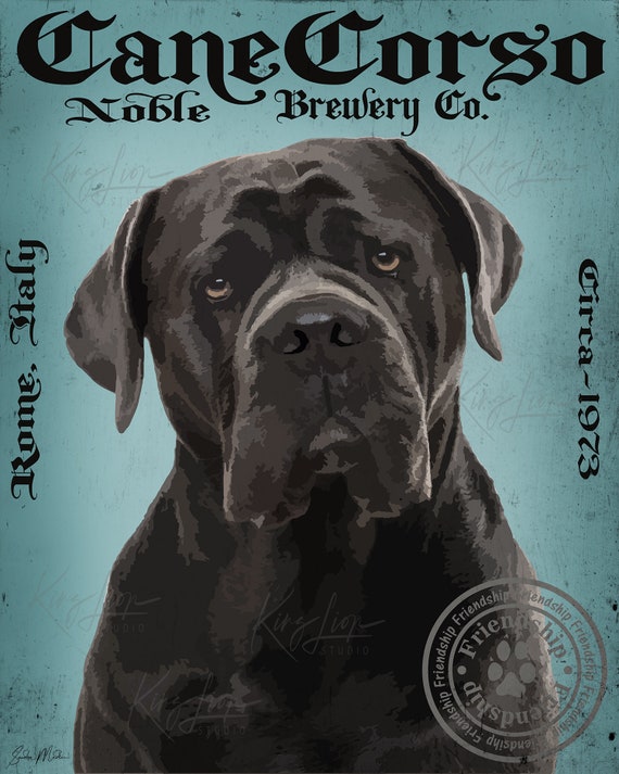 Black Cane Corso Dog Art Noble Brewery Co Italy Print Or Canvas Digital Art