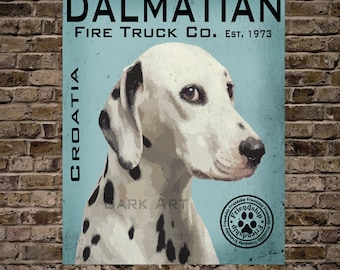 Dalmatian Dog Art Fire Truck Co. Print or Canvas