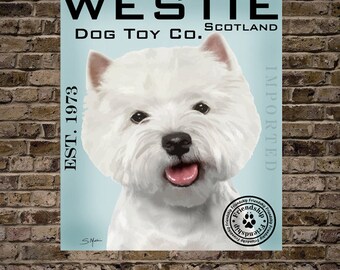 White Westie Dog Digital Art Toy Co. Scotland Print or Canvas