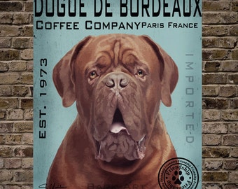 Dogue de Bordeaux Dog Digital Art Paris France Coffee Co. Print or Canvas